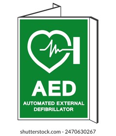 AED Automated External Defibrillator Symbol Sign, Vector Illustration, Isolate On White Background Label .EPS10
