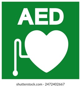 AED Automated External Defibrillator Symbol Sign, Vector Illustration, Isolate On White Background Label .EPS10