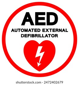 AED Automated External Defibrillator Symbol Sign, Vector Illustration, Isolate On White Background Label .EPS10