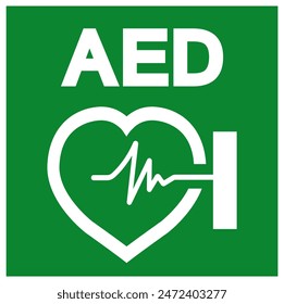 AED Automated External Defibrillator Symbol Sign, Vector Illustration, Isolate On White Background Label .EPS10