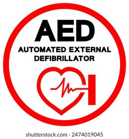 AED Automated External Defibrillator Symbol Sign, Vector Illustration, Isolate On White Background Label .EPS10