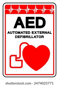 AED Automated External Defibrillator Symbol Sign, Vector Illustration, Isolate On White Background Label .EPS10