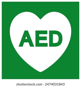 AED Automated External Defibrillator Symbol Sign, Vector Illustration, Isolate On White Background Label .EPS10