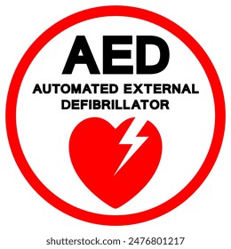 AED Automated External Defibrillator Symbol Sign, Vector Illustration, Isolate On White Background Label .EPS10