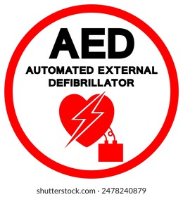 AED Automated External Defibrillator Symbol Sign, Vector Illustration, Isolate On White Background Label .EPS10