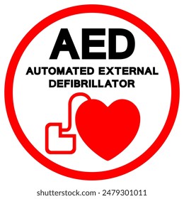 AED Automated External Defibrillator Symbol Sign, Vector Illustration, Isolate On White Background Label .EPS10