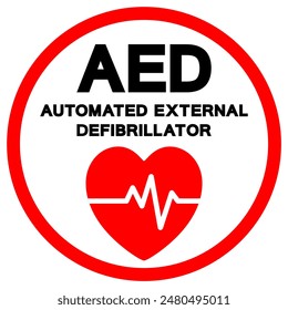 AED Automated External Defibrillator Symbol Sign, Vector Illustration, Isolate On White Background Label .EPS10