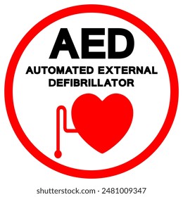 AED Automated External Defibrillator Symbol Sign, Vector Illustration, Isolate On White Background Label .EPS10