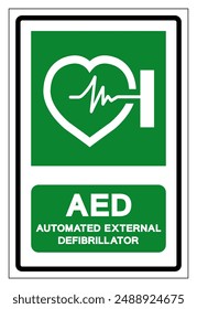 AED Automated External Defibrillator Symbol Sign, Vector Illustration, Isolate On White Background Label .EPS10