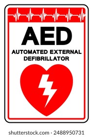 AED Automated External Defibrillator Symbol Sign, Vector Illustration, Isolate On White Background Label .EPS10