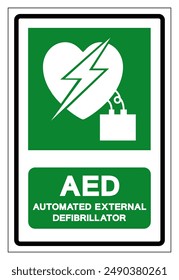 AED Automated External Defibrillator Symbol Sign, Vector Illustration, Isolate On White Background Label .EPS10