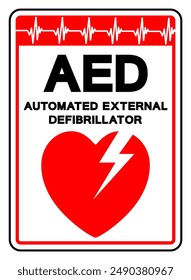 AED Automated External Defibrillator Symbol Sign, Vector Illustration, Isolate On White Background Label .EPS10