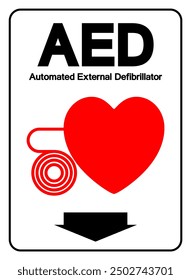 AED Automated External Defibrillator Symbol Sign, Vector Illustration, Isolate On White Background Label .EPS10