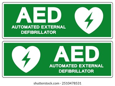 Sinal de símbolo de desfibrilador externo automatizado AED, Ilustração de vetor, isolar no fundo branco etiqueta .EPS10