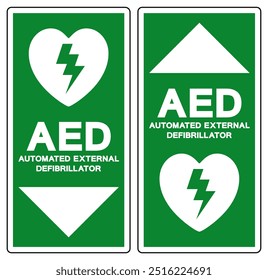 Sinal de símbolo de desfibrilador externo automatizado AED, Ilustração de vetor, isolar no fundo branco etiqueta .EPS10
