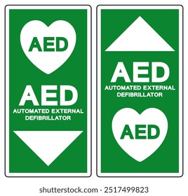 Sinal de símbolo de desfibrilador externo automatizado AED, Ilustração de vetor, isolar no fundo branco etiqueta .EPS10