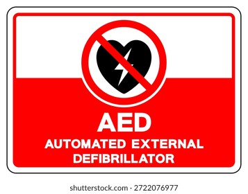 AED automatisiertes externes Defibrillator-Symbol, Vektorgrafik, einzeln auf weißem Hintergrund, Label .EPS10