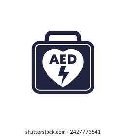 AED-Beutel-Symbol, automatisierter externer Defibrillator-Vektor