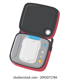 AED contents. Automated external defibrillator. Vector illustration.