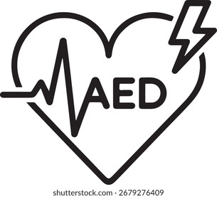 Aed defibrillator heartbeat electrical shock medical emergency icon