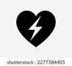 AED Defibrillator Icon Emergency First Aid CPR Heart Black White Silhouette Sign Symbol Icon Vector Graphic Clipart Illustration Artwork Pictogram