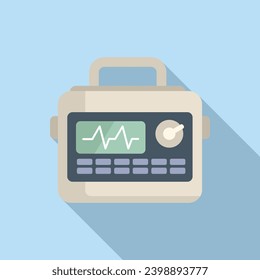 Aed defibrillator icon flat vector. Heart disease attack. First aid help