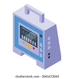 Aed Defibrillator Symbol isometrische Vektorgrafik. Herzschlag. Cpr-Notfall