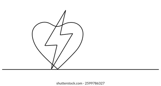 AED emergency continuous one line drawing, Medical And Healthcare Icon, Doodle First Aid, AED,automated external defibrillator aed sign with heart and electricity symbol flat vector icon. outline.