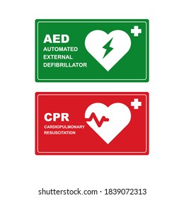 AED Emergency defibrillator, AED AID CPR, vector icon symbol isolated on white background