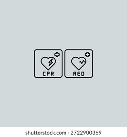 AED Notfall-Defibrillator Symbol flaches Vektordesign.