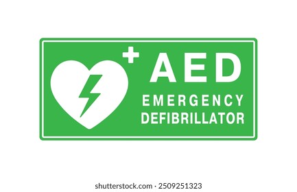  AED emergency defibrillator icon sign symbol. First aid Automated external defibrillator. Vector illustarion. Isolated on white background.