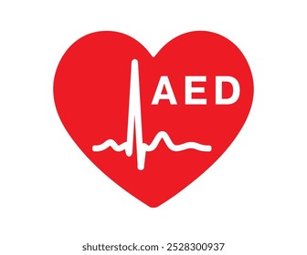 AED emergency defibrillator icon sign symbol. First aid Automated external defibrillator. Vector illustration. Isolated on white background.