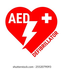 Emblema plano AED. Dispositivo desfibrilador externo automatizado