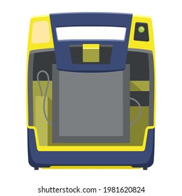AED flach Symbol. Automatisiertes externes Defibrillatorgerät - isolierte medizinische Ausrüstung. Vektorgrafik