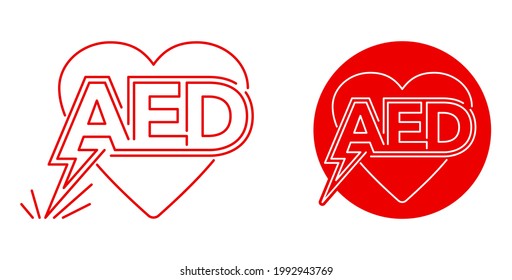 AED flat icon. Automated external defibrillator device - isolated emblem medical equipment