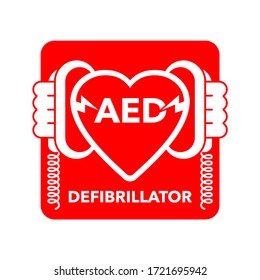 AED icon - Automated external defibrillator sign -  isolated vector medical equipment emblem
