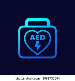 AED icon, automated external defibrillator, portable life-saving device