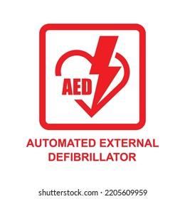 AED icon, automated external defibrillator sign isolated on white background vector illustration.