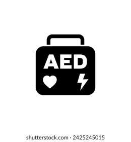 AED icon, automated external defibrillator bag vector