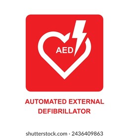 AED icon. Automated external defibrillator sign isolated on background vector illustration.
