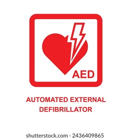 AED icon. Automated external defibrillator sign isolated on background vector illustration.
