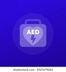 AED icon, automated external defibrillator, transparent design