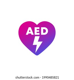 AED icon with a heart, automated external defibrillator