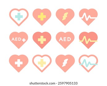 AED icon illustration set material
