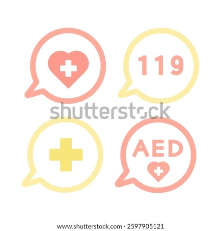 AED icon illustration set material