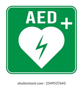 AED  icon set. Hearts electricity sign, Emergency defibrillator sign or icon on isolated background eps 10.