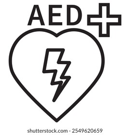 Vetor de ícone AED. Vetor de ícone de desfibrilador externo automatizado.