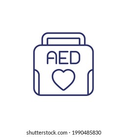 AED line icon, automated external defibrillator