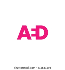 AED Logo. Vector Graphic Branding Letter Element. White Background