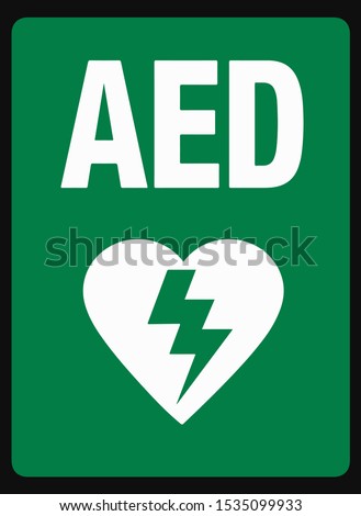 AED Sign Green and White Vector illustration eps 10